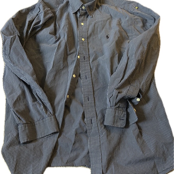 Ralph Lauren Navy Checkered Shirt - Picture 1 of 6